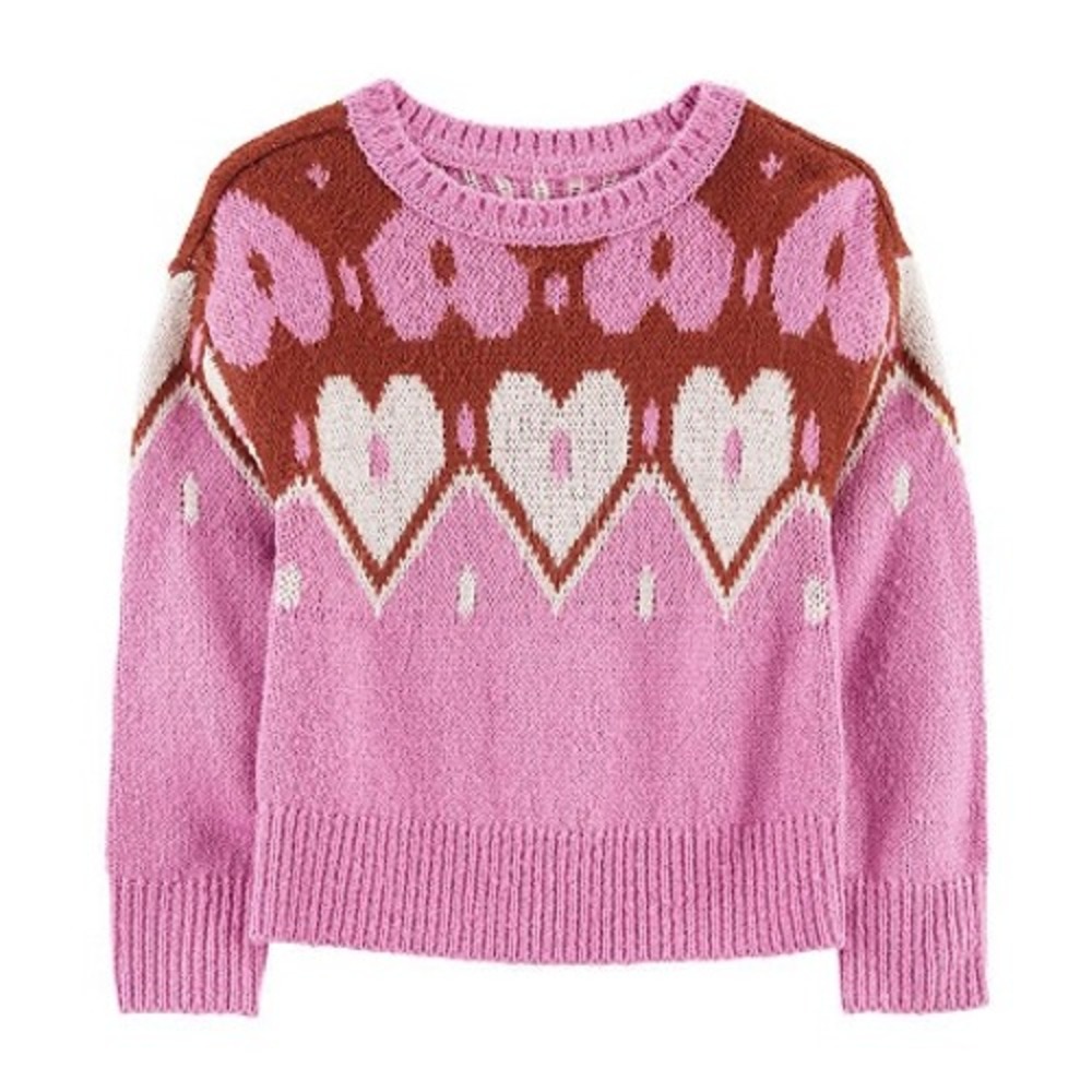 Carter's Toddler Girls Heart Mohair Like Pullover Sweater - Pink Hearts - 3T